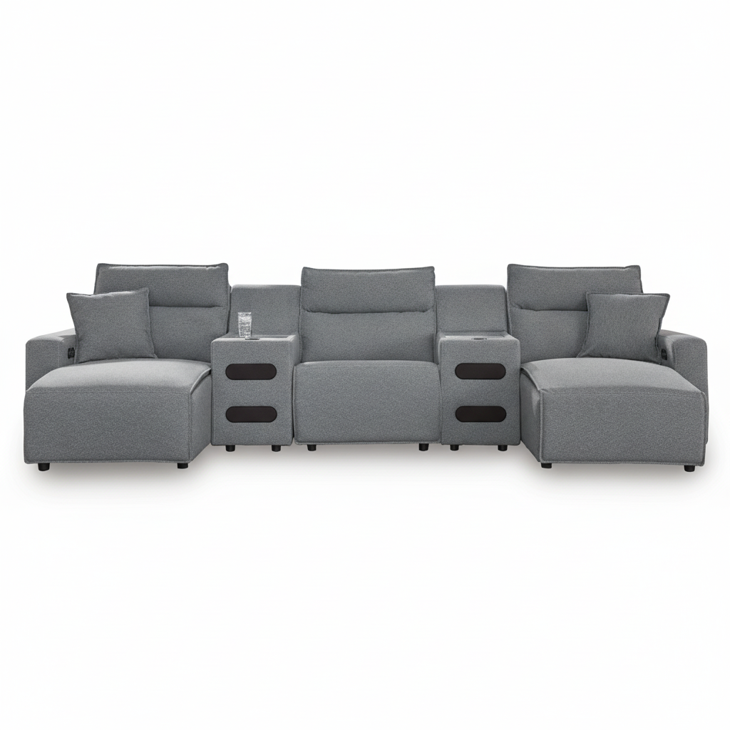 Modmax II 5-Piece Power Reclining Sectional | Modular Double Chaise with Wireless Audio | MidinMod