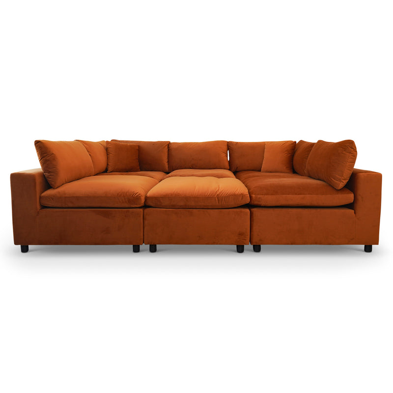 Laurel Modular Sofa (Burnt Orange Velvet)