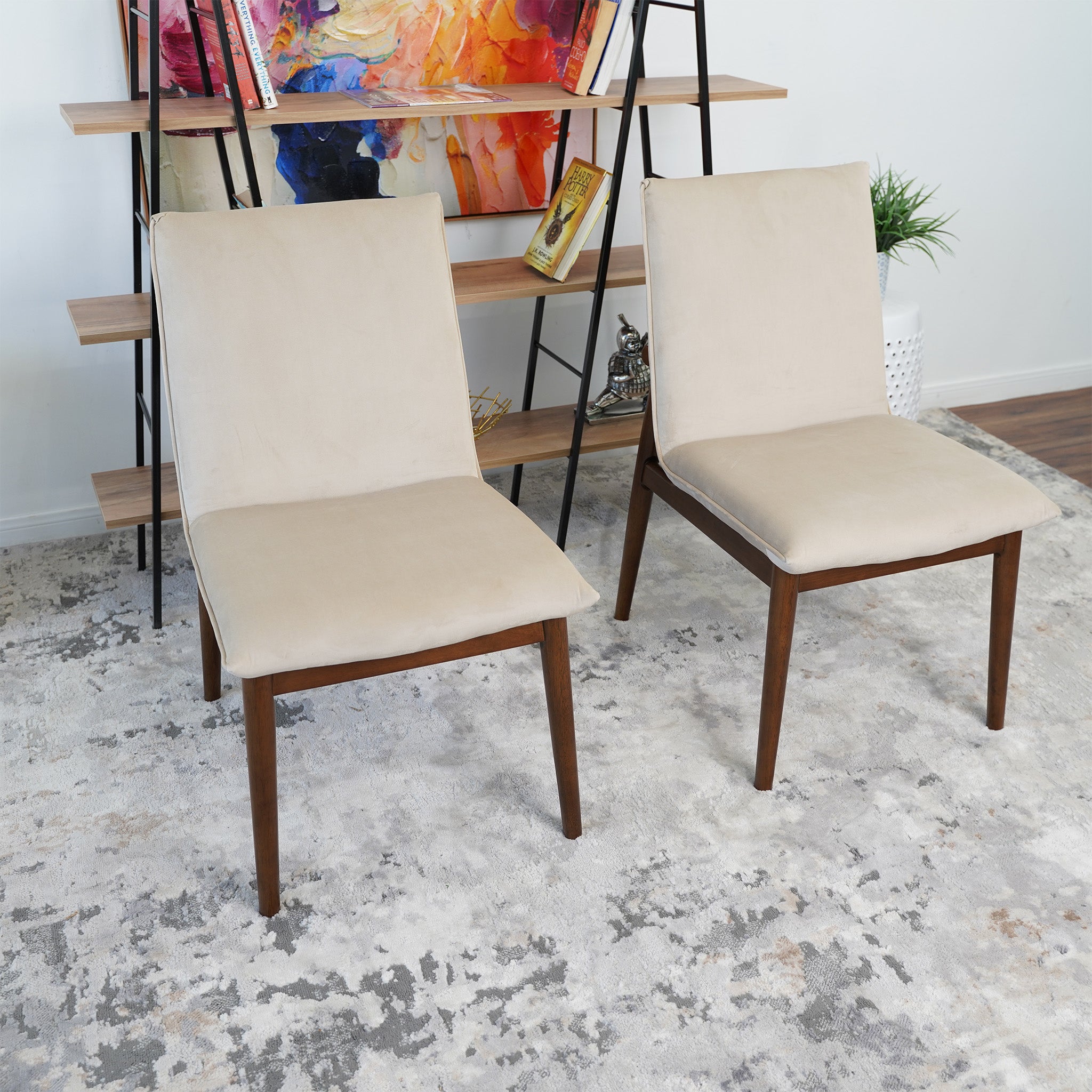 Moss Beige Velvet Dining Chair Set of 2 - MidinMod