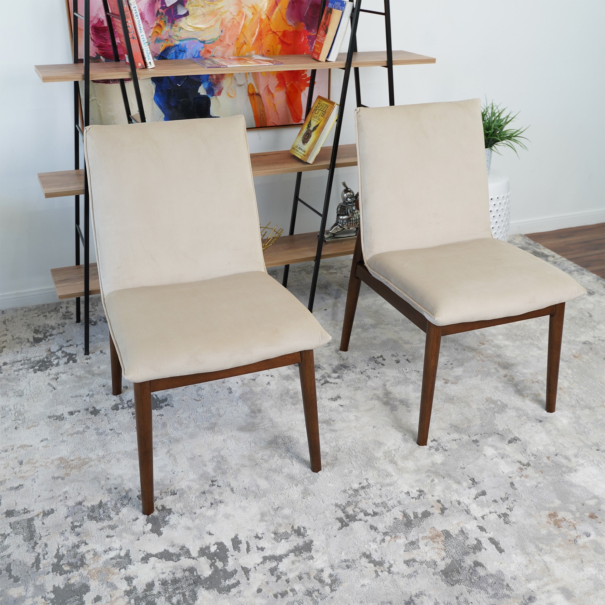 Moss Beige Velvet Dining Chair Set of 2 - MidinMod