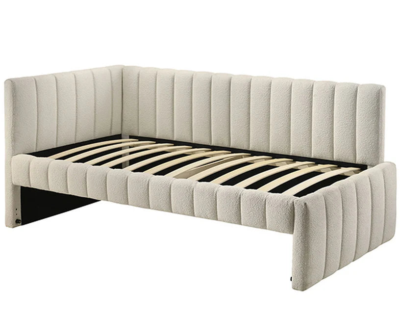 Nardi White Twin Daybed with Trundle | Contemporary Boucle Upholstered Daybed | MidinMod