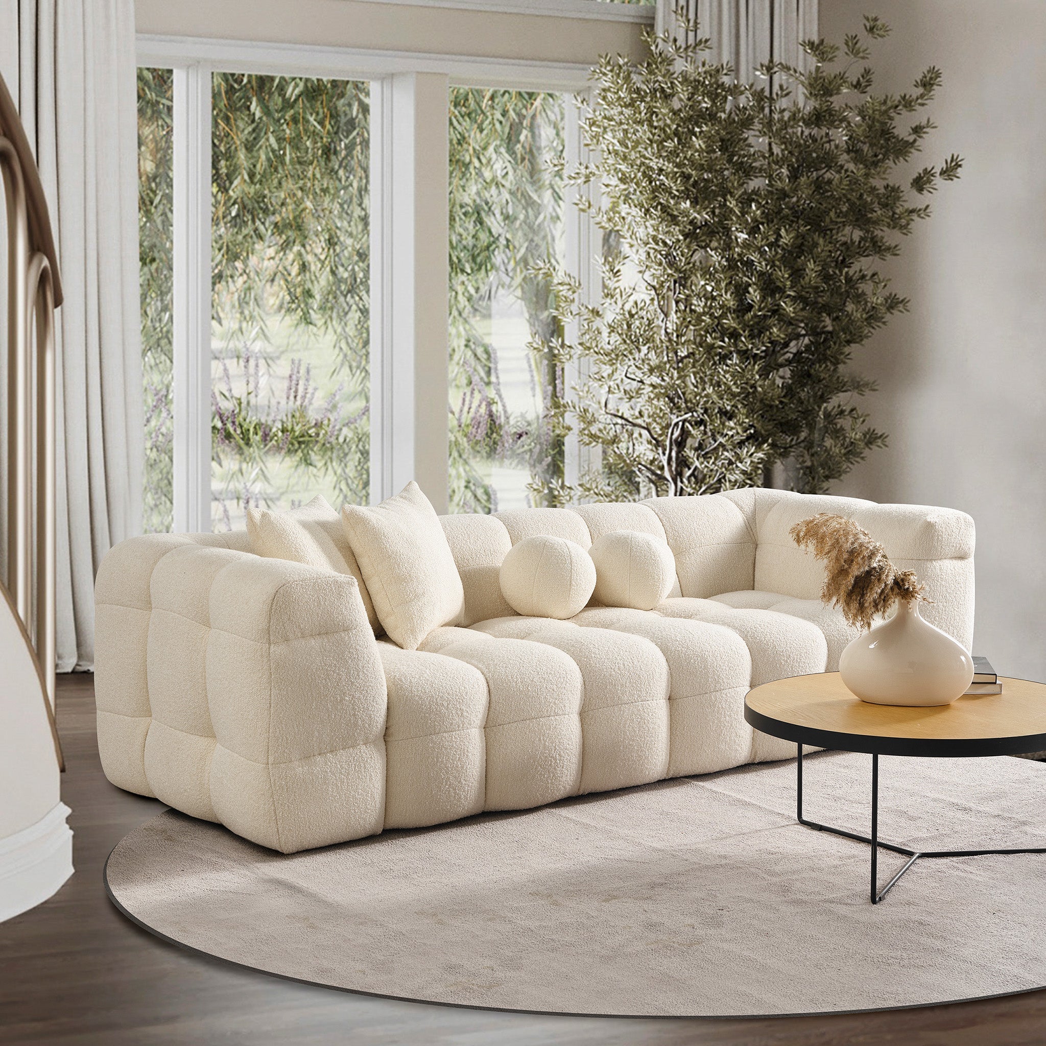 Aris Ivory Boucle Sofa - MidinMod