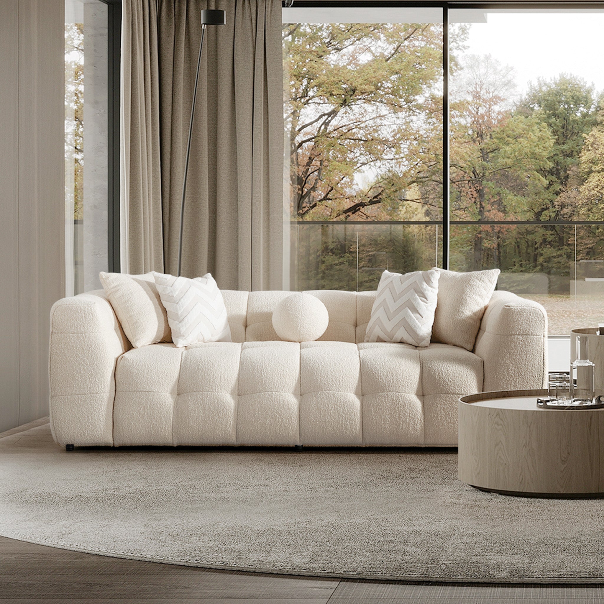 Aris Ivory Boucle Sofa - MidinMod