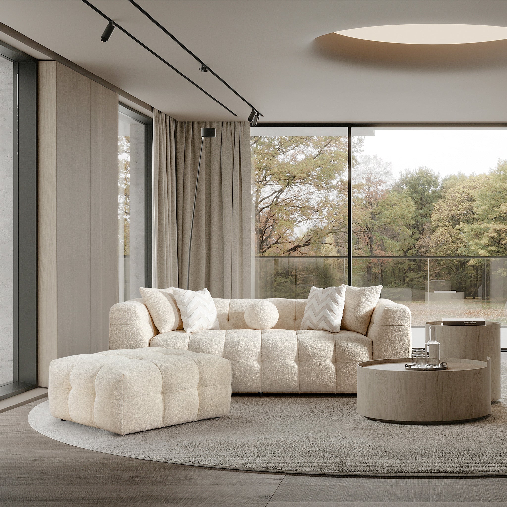 Aris Ivory Boucle Sofa - MidinMod