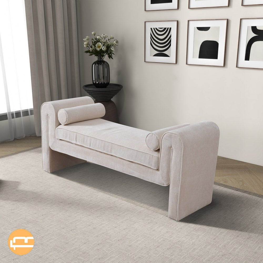 Northbrook Cream Chenille Bench - MidinMod