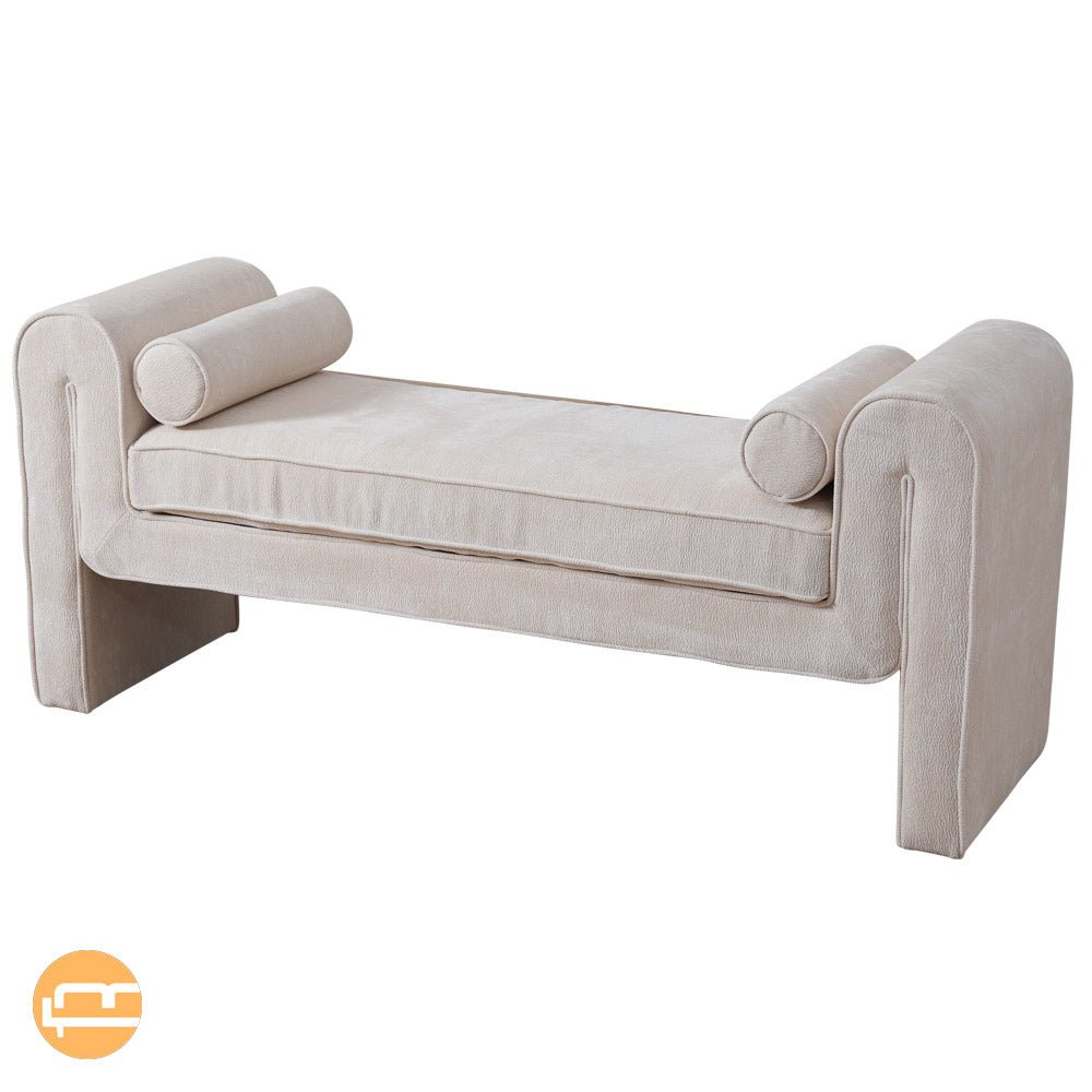 Northbrook Cream Chenille Bench - MidinMod