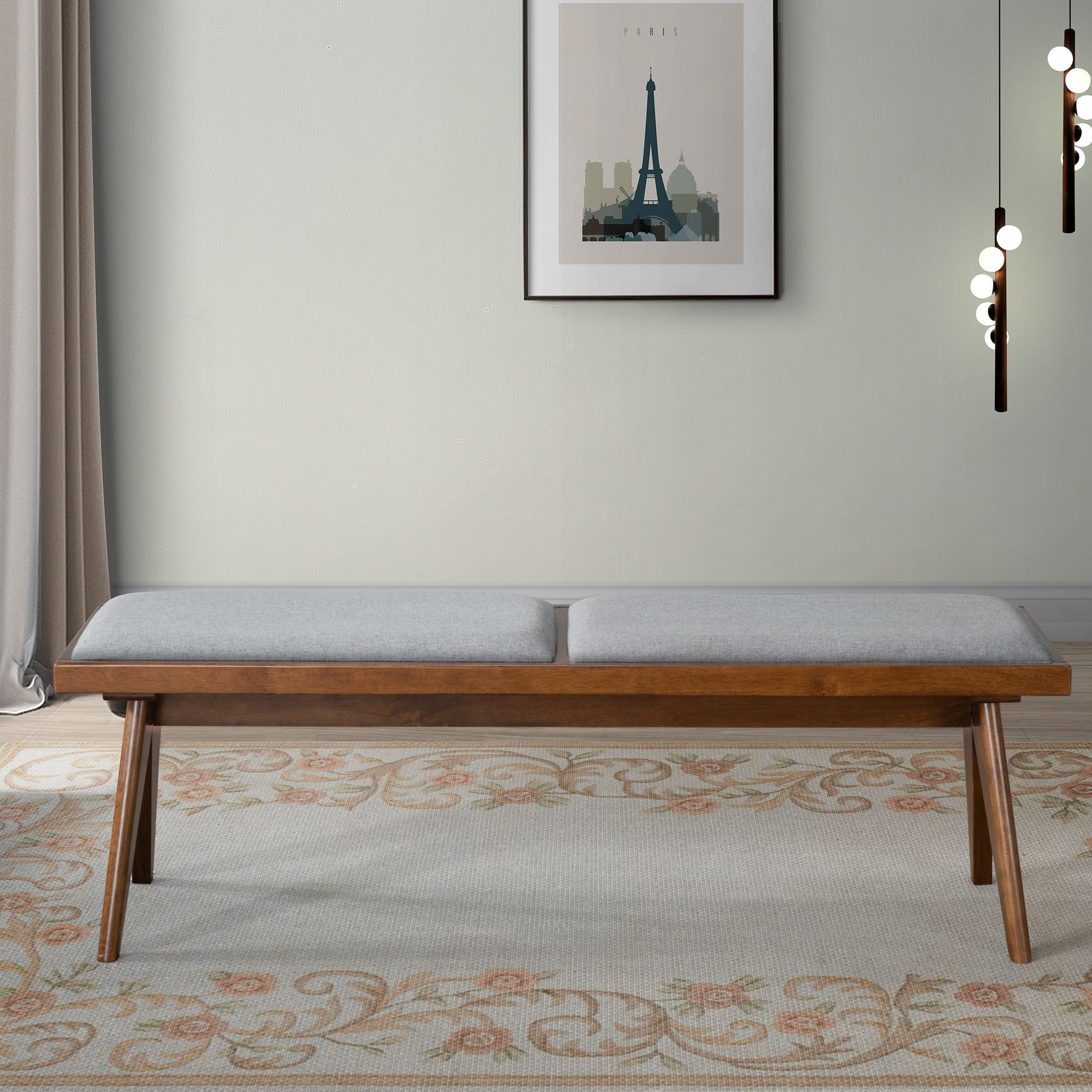 Kora Grey Fabric Bench - MidinMod