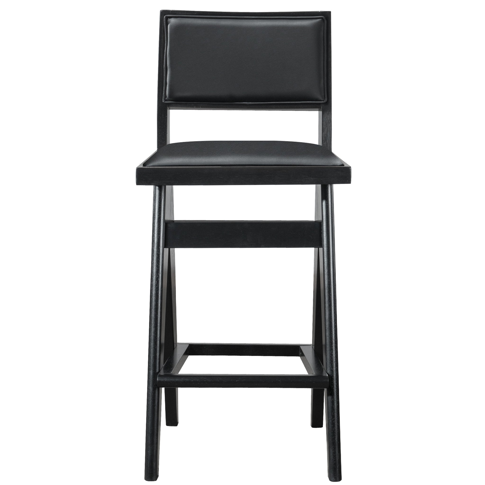 Kora Black Leather Bar Stool Set of 2 - MidinMod