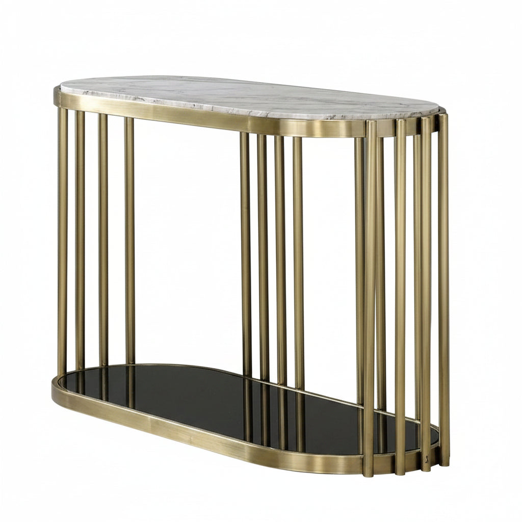 Ofelia Antique Brass & Black Sofa Table