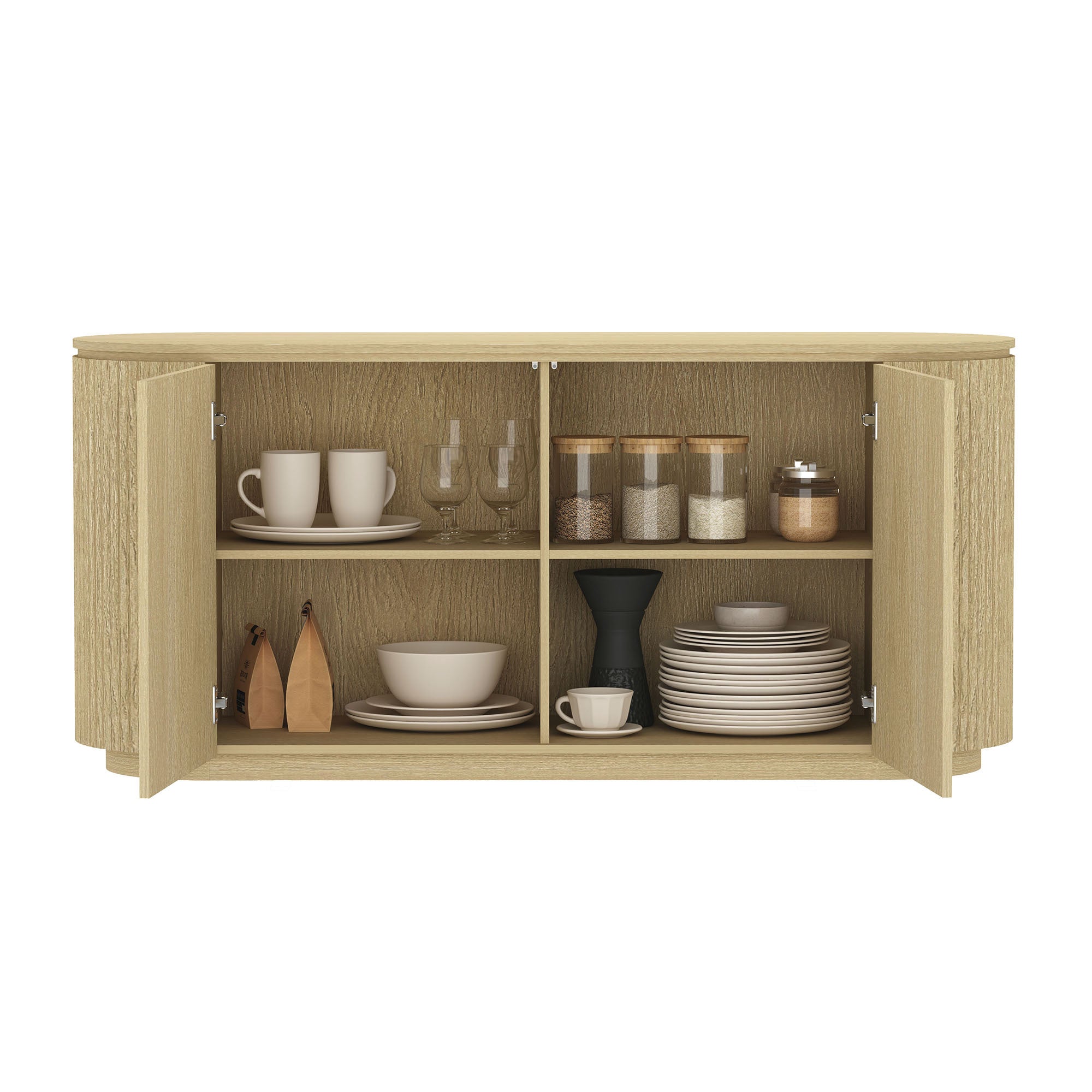 Olivia 60" Natural Oak Sideboard | Modern Wood Buffet & Storage Cabinet | MidinMod