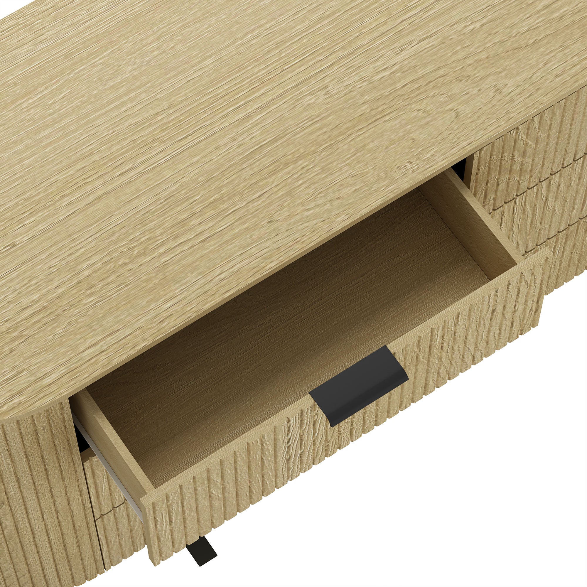 Olivia 71.3" Natural Oak & Gold Double Dresser | Modern Solid Wood Storage Chest | MidinMod