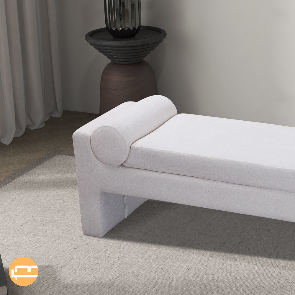 Orion White Boucle Bench - MidinMod