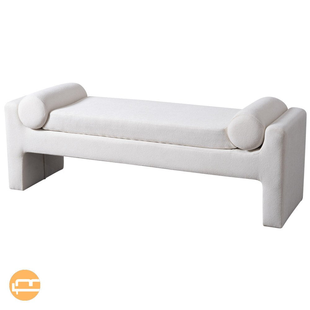 Orion White Boucle Bench - MidinMod