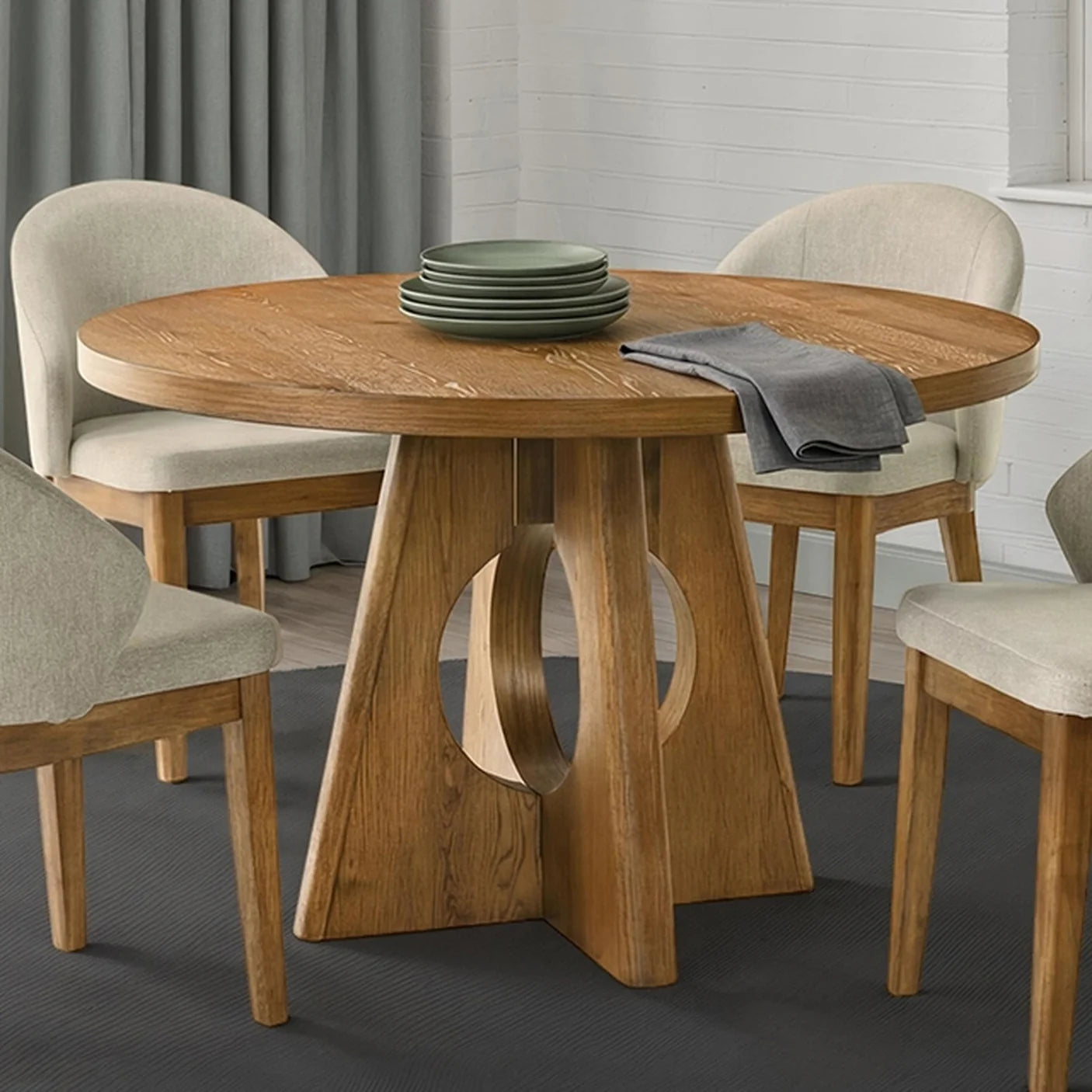 Ozark Walnut Round Dining Table | Organic Modern Pedestal Dining Table | MidinMod
