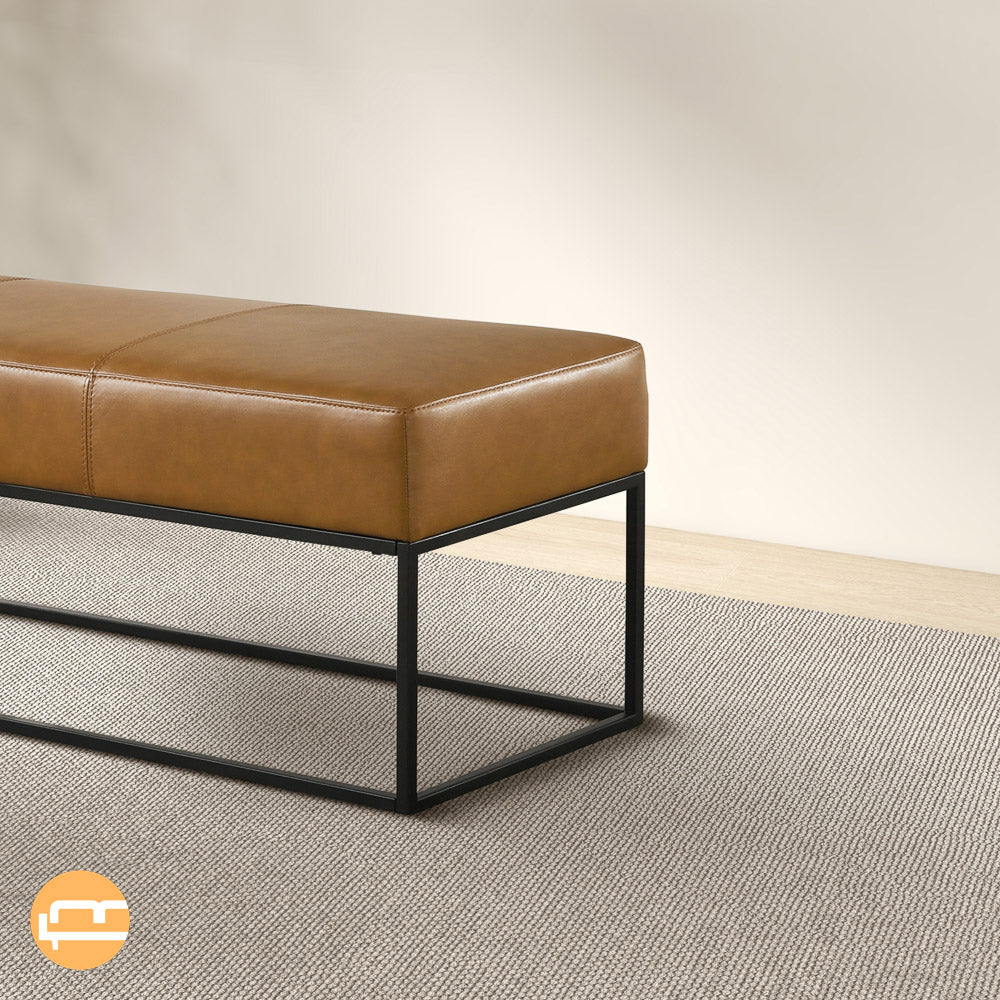 Palacios Tan Leather Bench - MidinMod