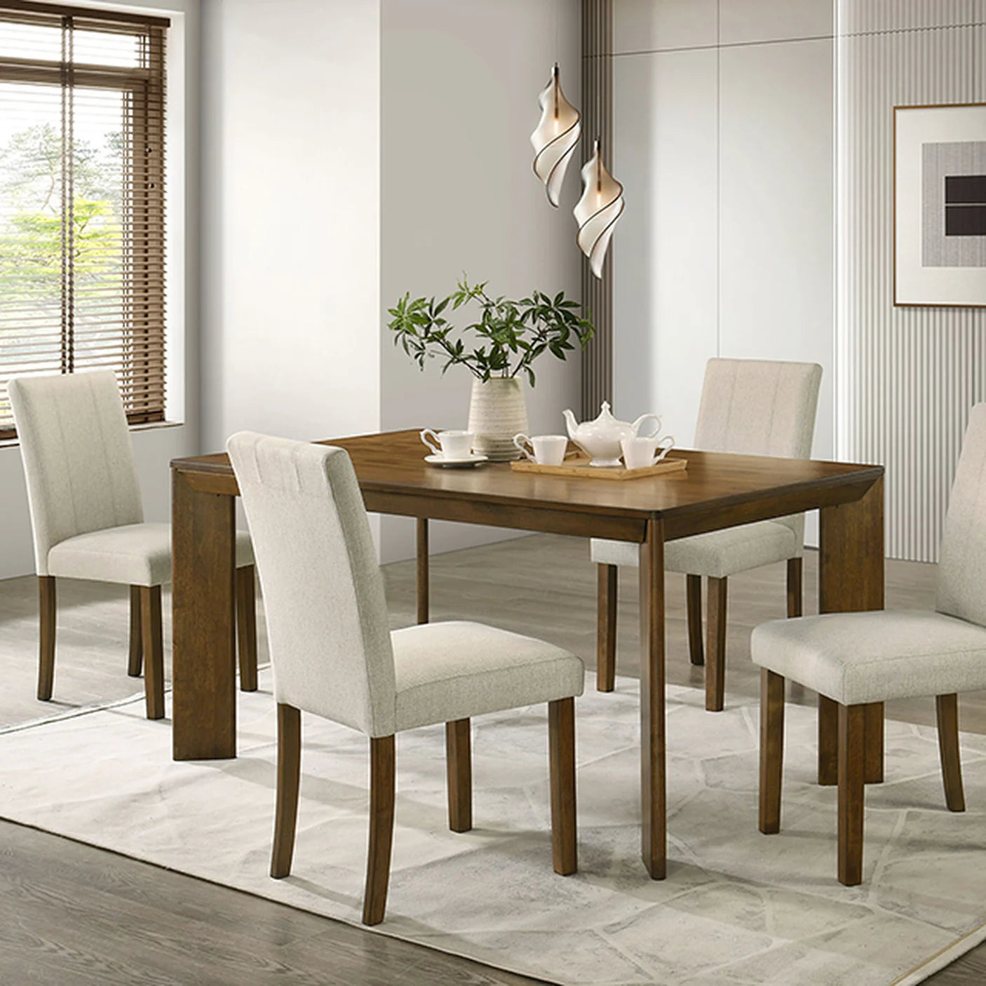 Paolino Antique Brown Dining Table | Transitional Wooden Rectangular Dining Table | MidinMod