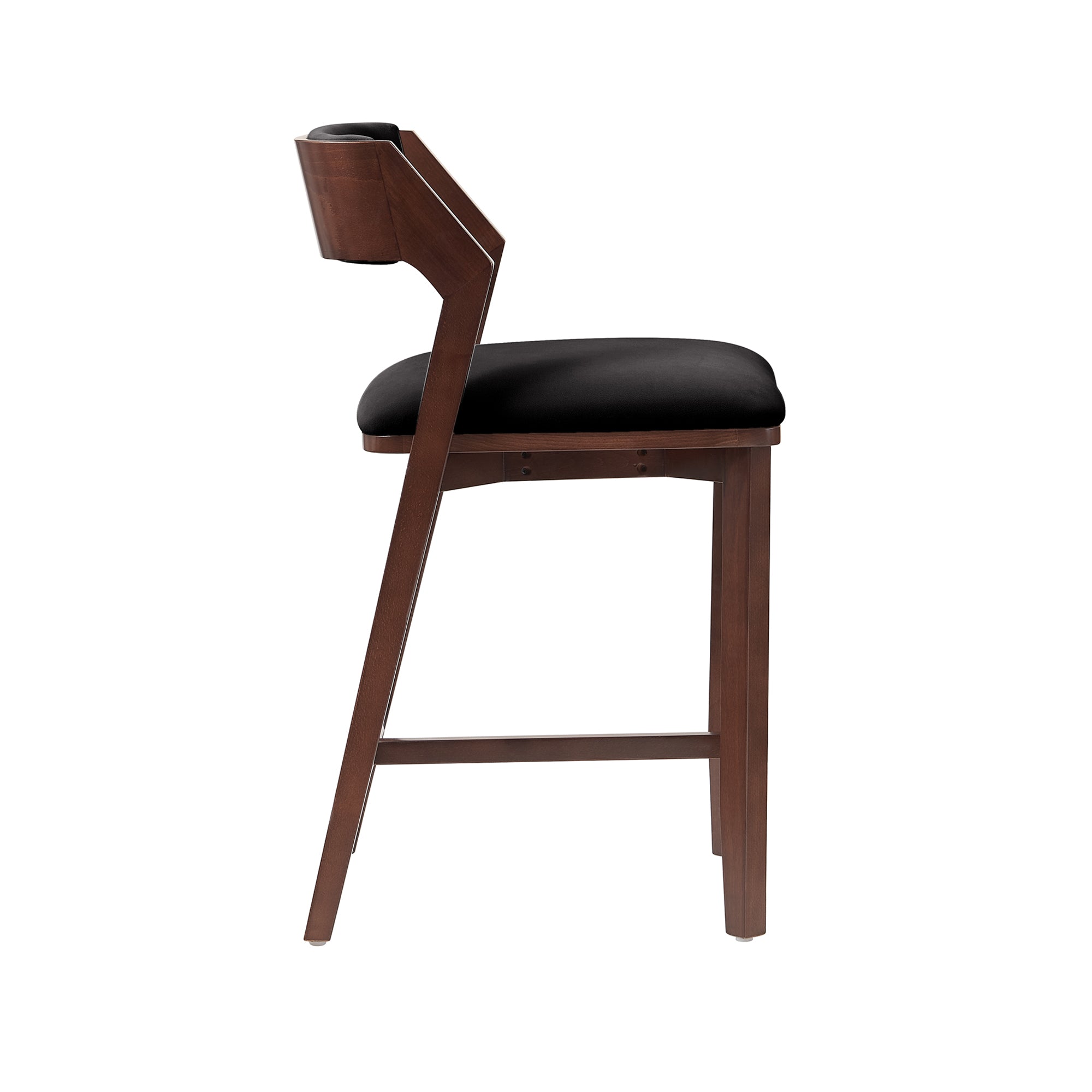 Patricia Velvet Counter Stool with Backrest - Black | MidinMod