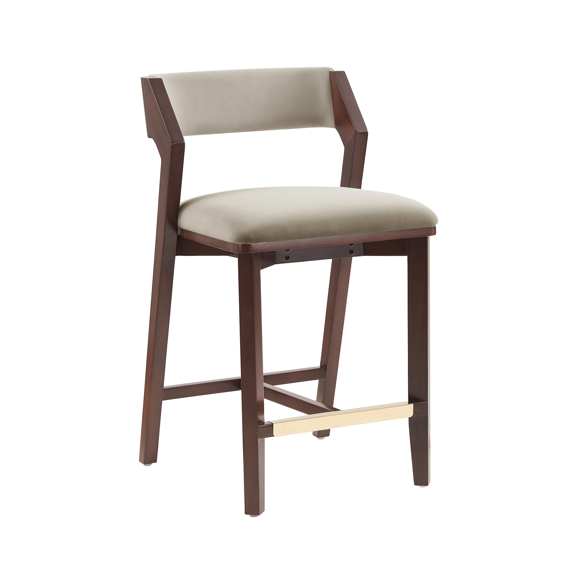 Patricia Velvet&nbsp; Modern Counter Stool with Backrest - Linen | MidinMod