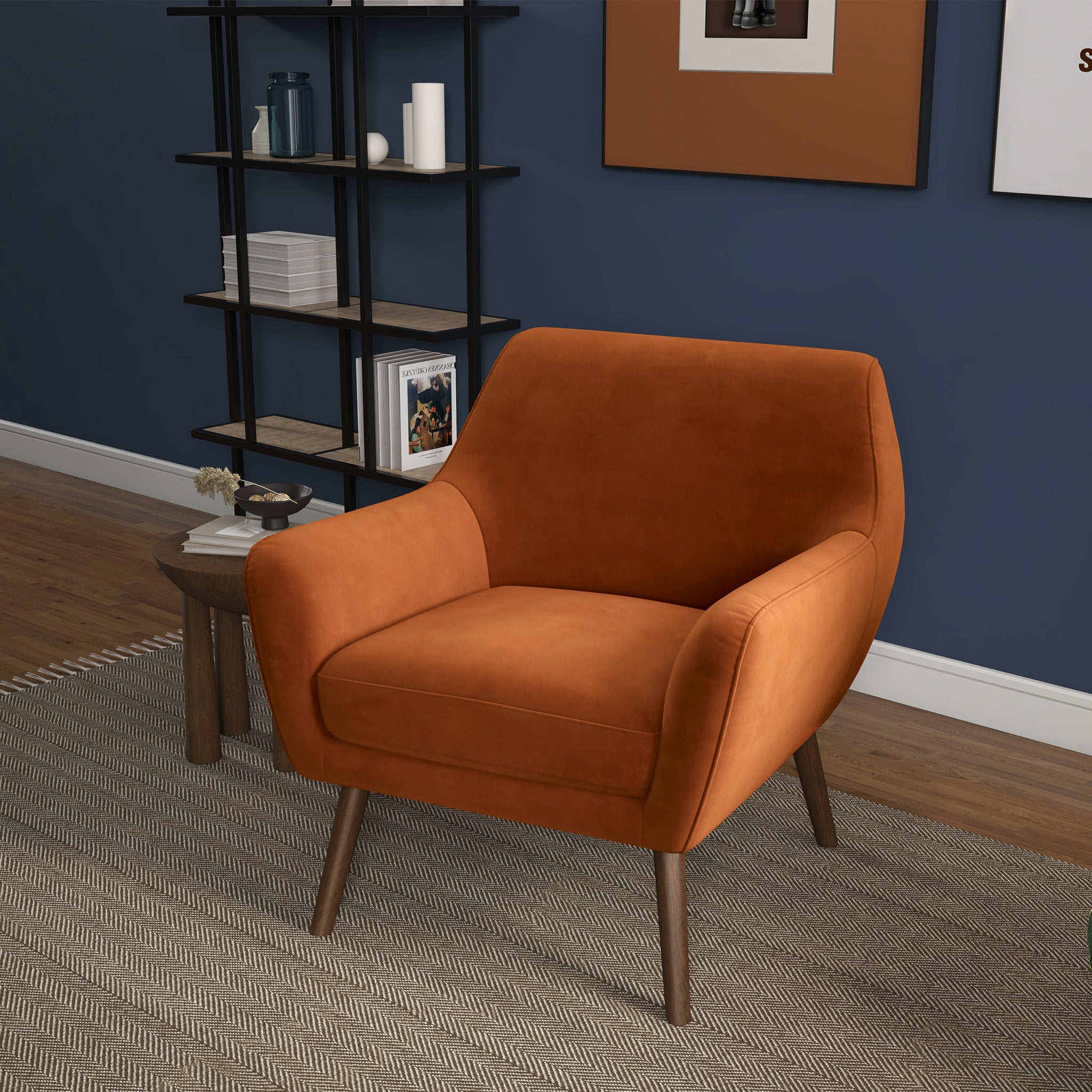 Penny Orange Velvet Lounge Chair - MidinMod