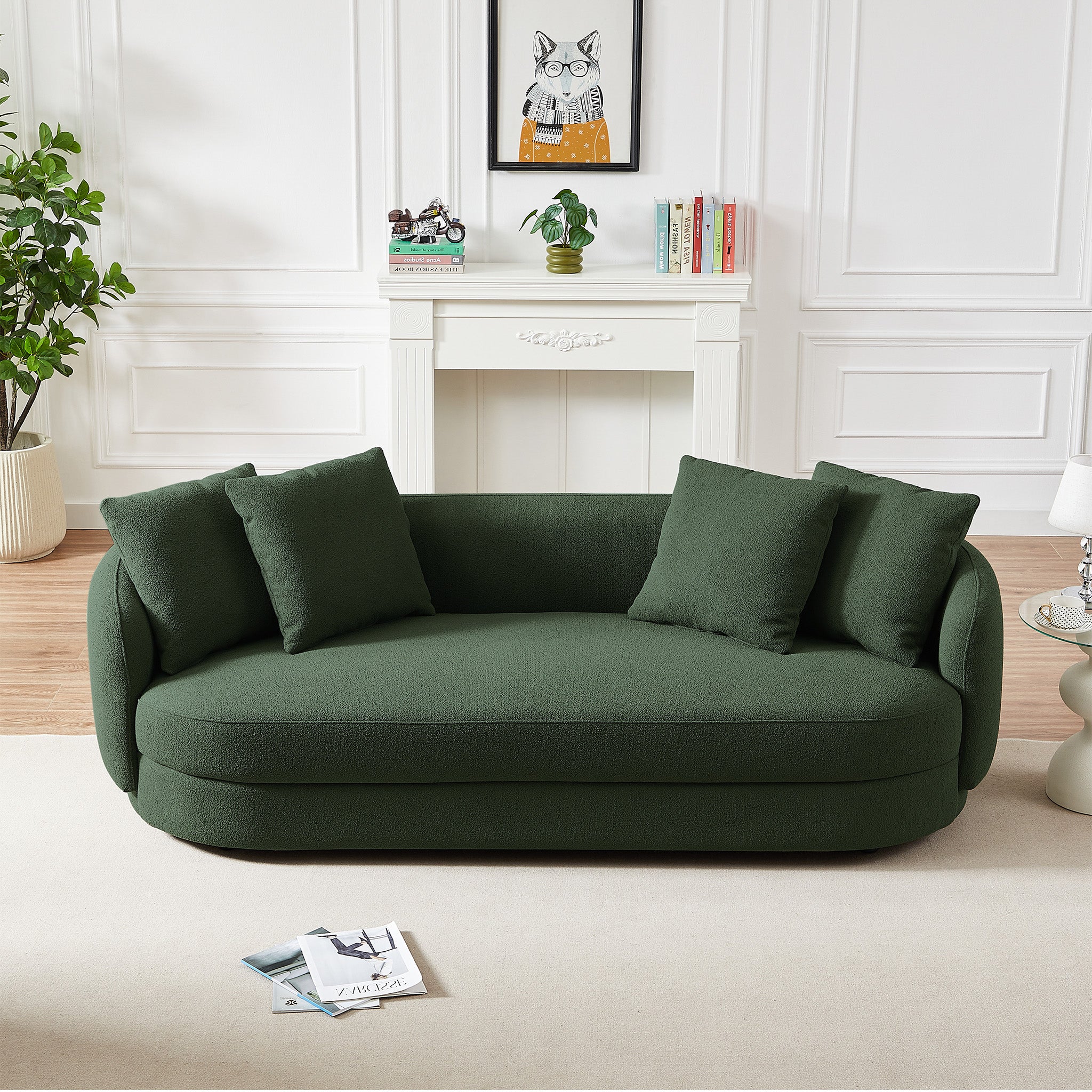 Perth Olive Green Boucle Sofa - MidinMod