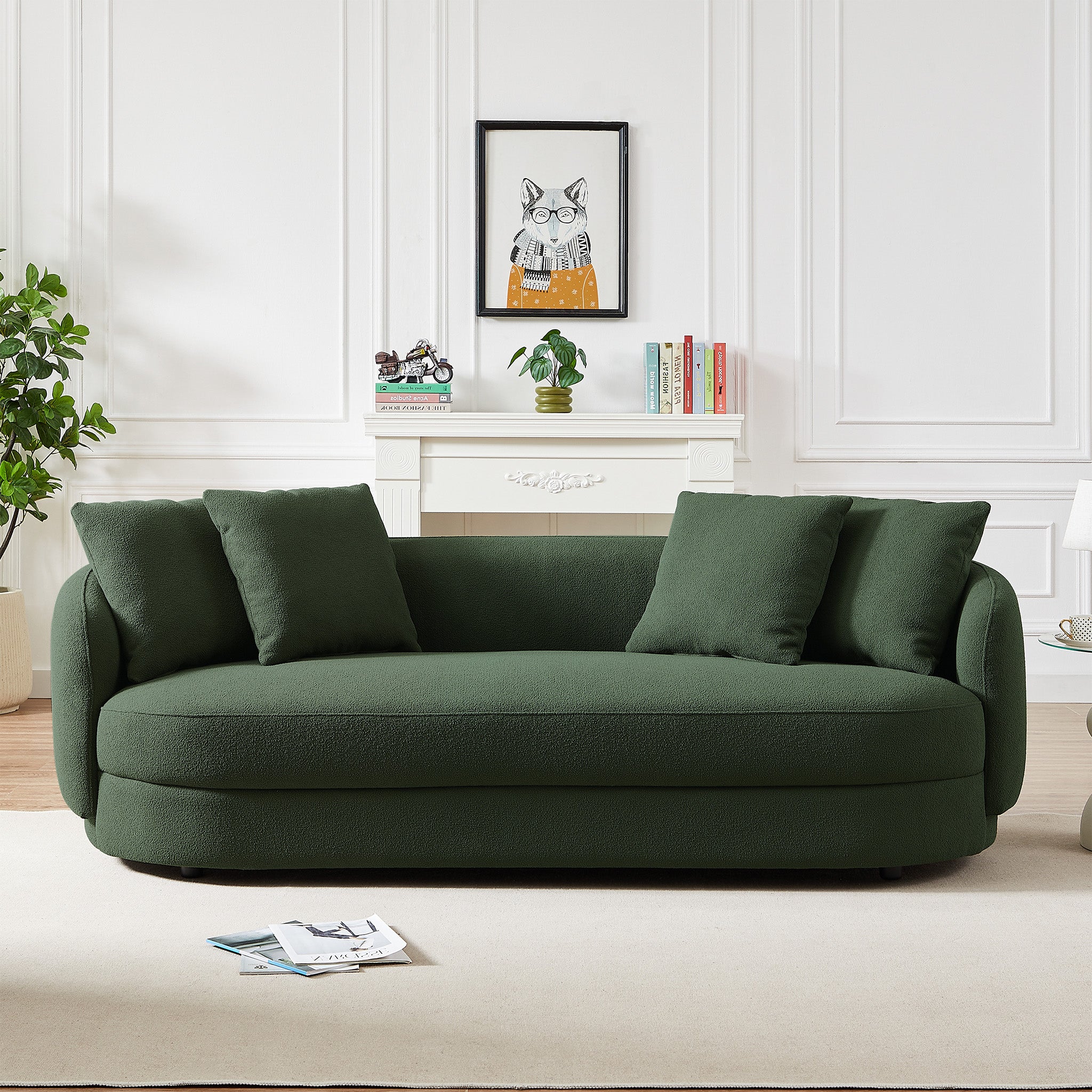 Perth Olive Green Boucle Sofa - MidinMod