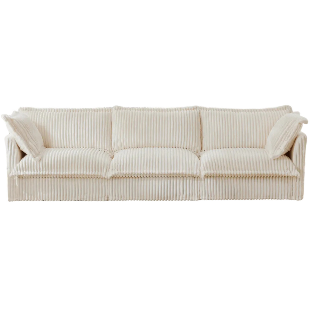 Pierce Modern Cream Corduroy 3-Seater Cloud Sofa