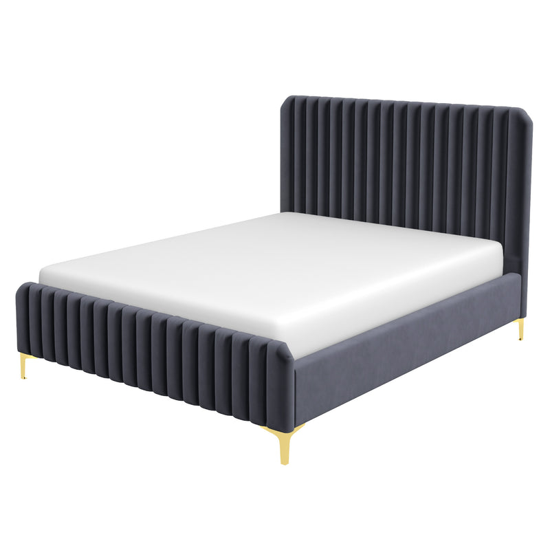Angela Platform Bed (Queen - Grey Velvet)