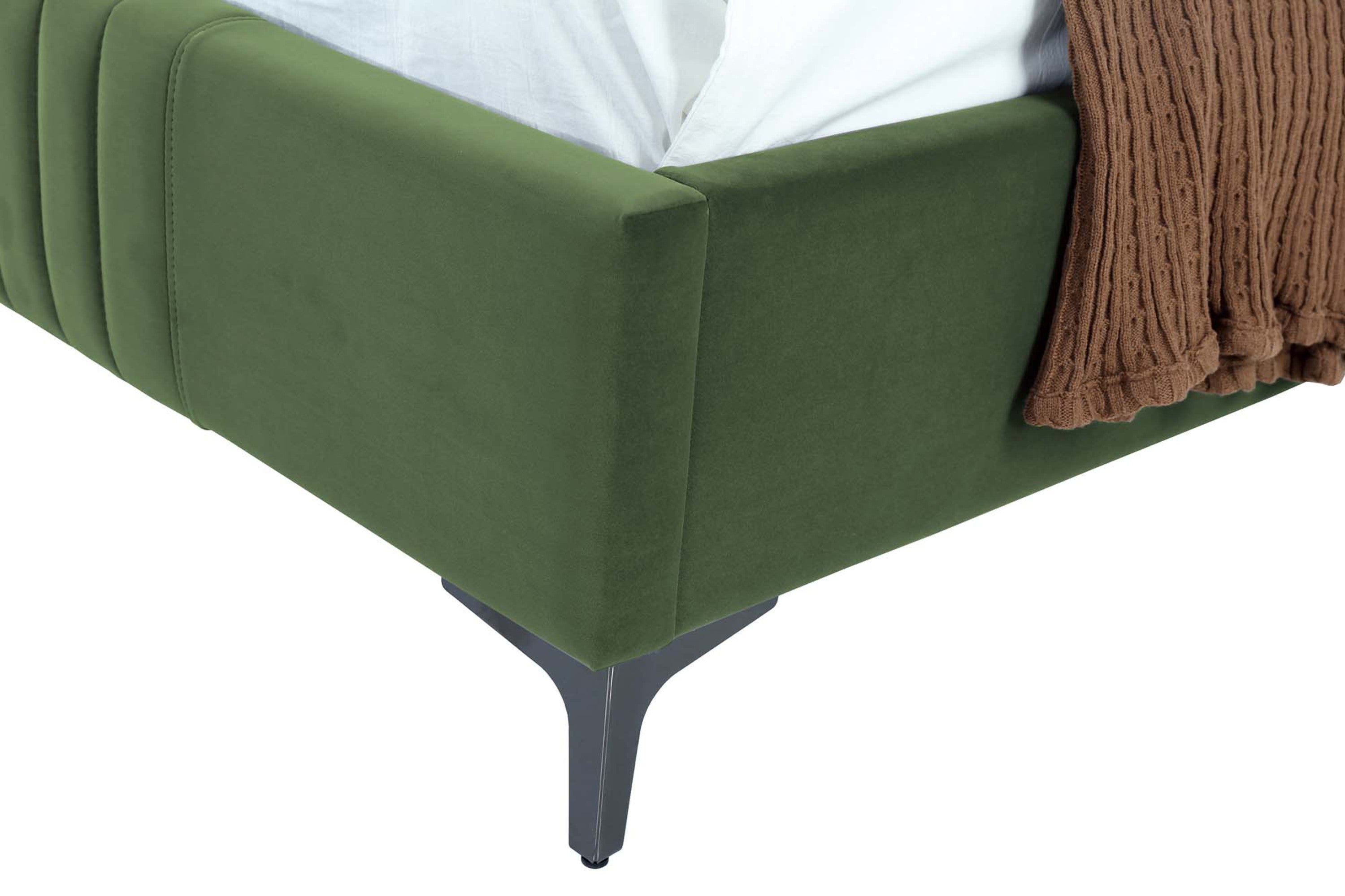 Promenade 53" Bed in Moss Green | Modern Upholstered Velvet Platform Bed | MidinMod