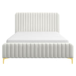 Queen Platform Bed Cream Boucle-