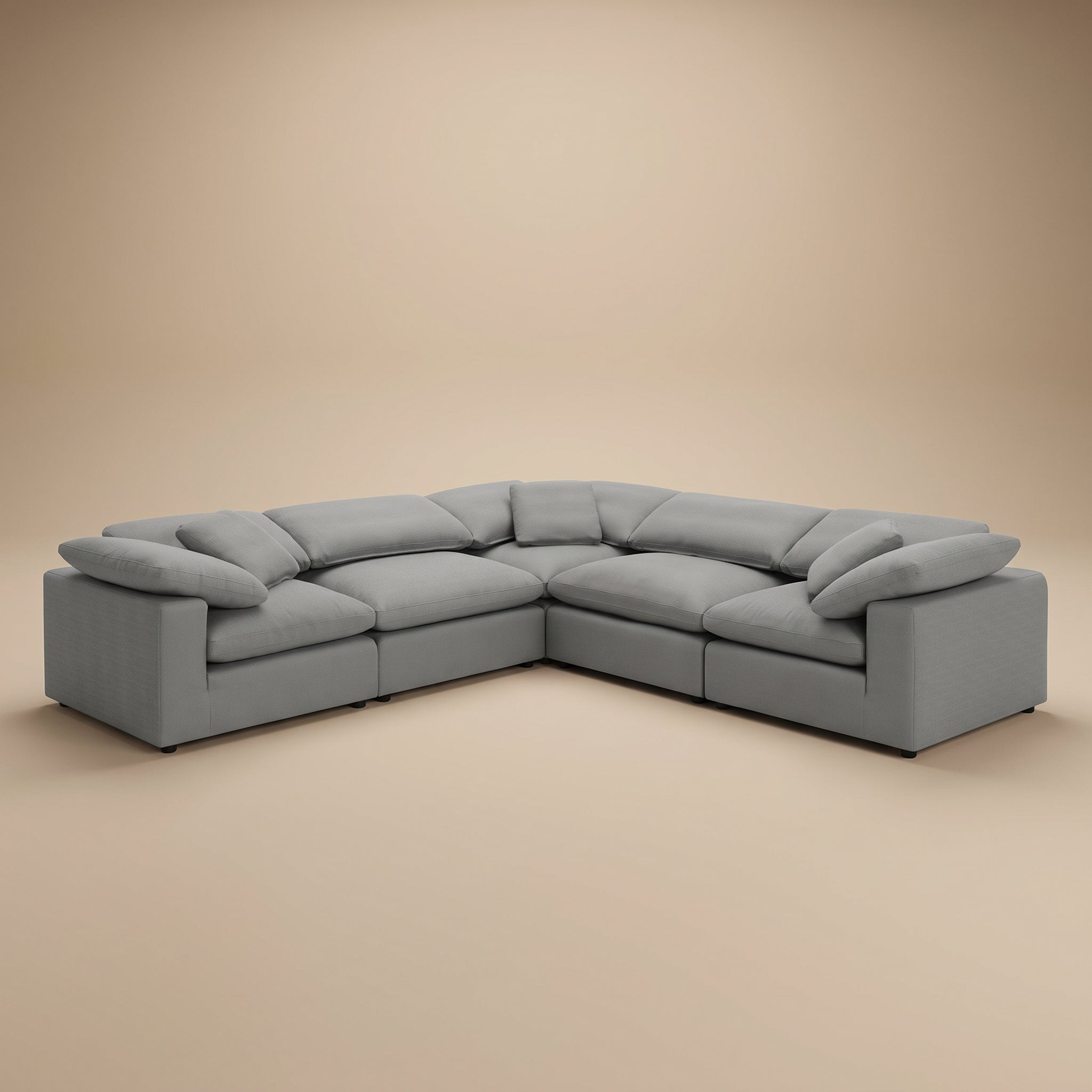 Raleigh 5-piece Boucle Upholstered Modular Sectional Grey