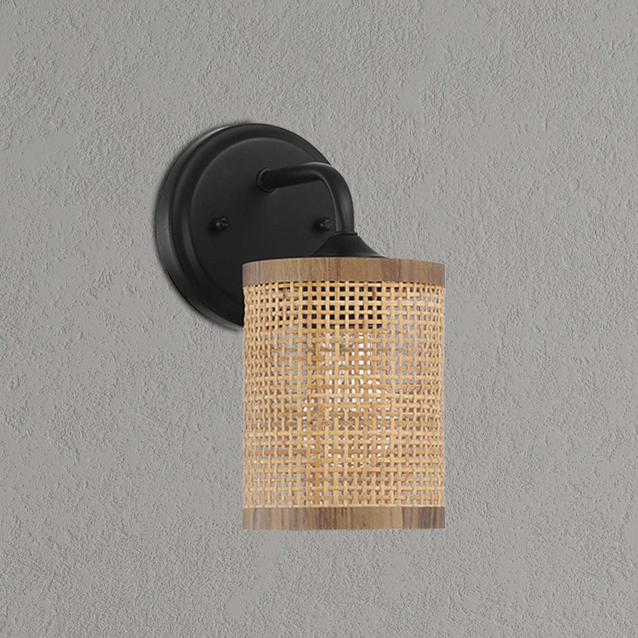 Reef Single Lights Wall Sconce With Natural Rattan Shade Rustic Wicker Wall Light - MidinMod