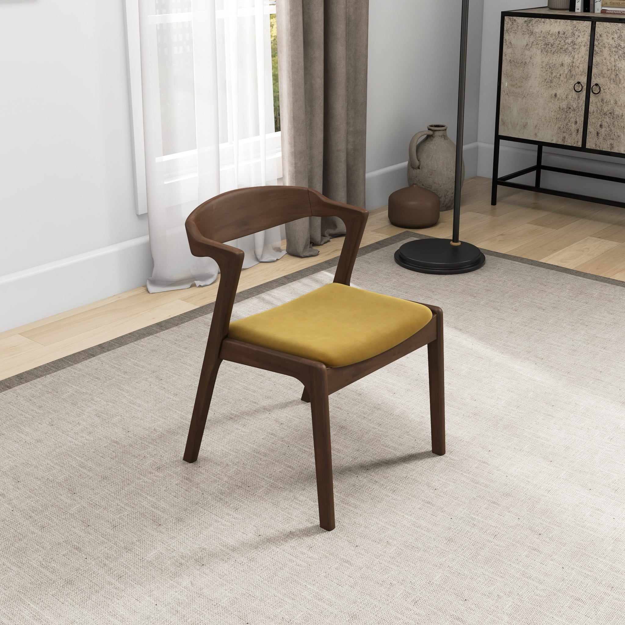 Reggie Dark Yellow Velvet Dining Chair Set of 2 - MidinMod