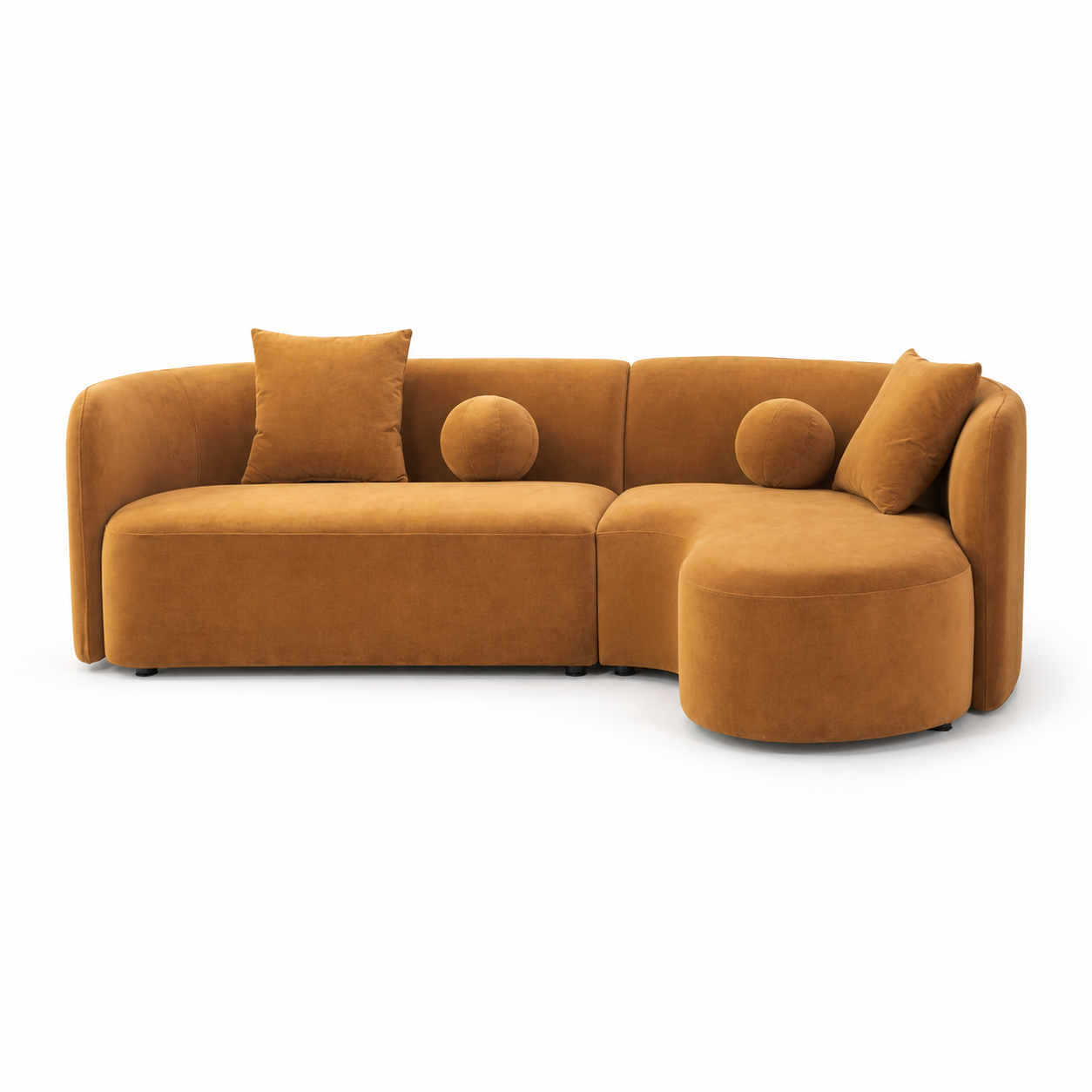 Revello Caramel Brown Sectional | Contemporary Solid Wood Chenille Sectional Sofa | MidinMod