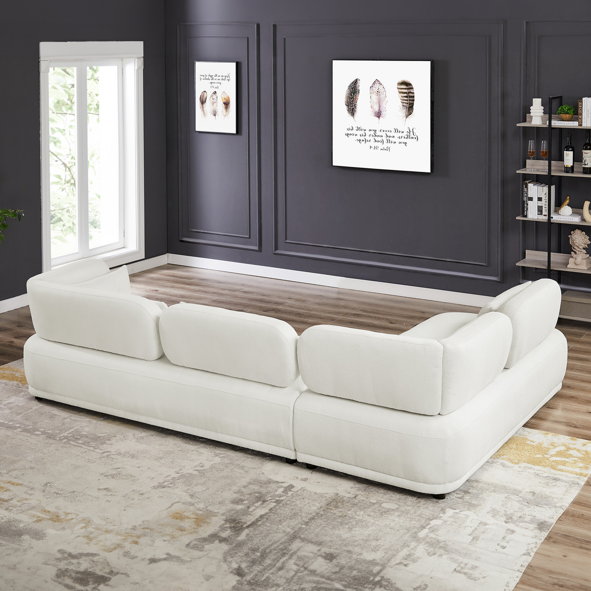 Richmond Ivory Boucle L Shaped Sectional Sofa Left Chaise