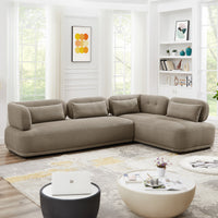 Richmond Right Facing Chaise Sectional Sofa (Mocha Boucle) - MidinMod Houston Tx Mid Century Furniture Store - Sectional Sofas 4