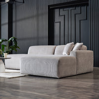 Dexter Light Grey Velvet Sectional Right Facing Chaise - MidinMod Houston Tx Mid Century Furniture Store - Sofas 3