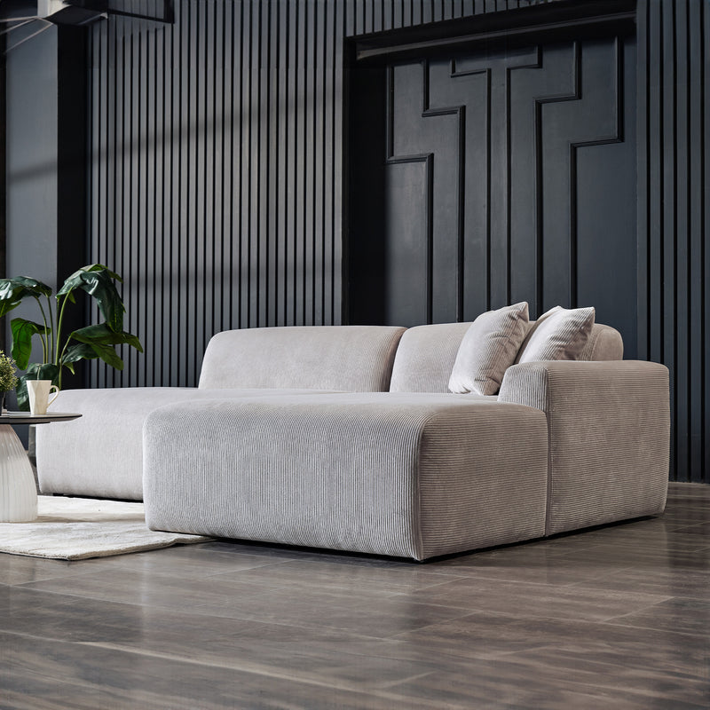Dexter Light Grey Velvet Sectional Right Facing Chaise - MidinMod Houston Tx Mid Century Furniture Store - Sofas 3