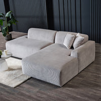 Dexter Light Grey Velvet Sectional Right Facing Chaise - MidinMod Houston Tx Mid Century Furniture Store - Sofas 2