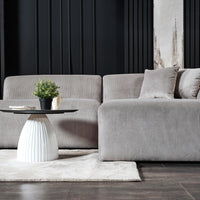 Dexter Light Grey Velvet Sectional Right Facing Chaise - MidinMod Houston Tx Mid Century Furniture Store - Sofas 5