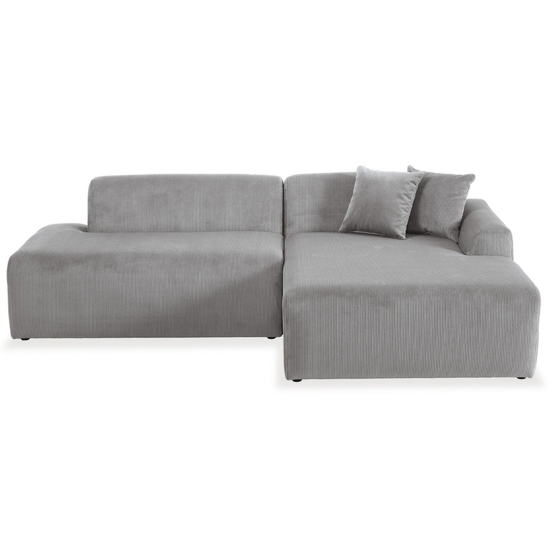 Dexter Light Grey Velvet Sectional Right Facing Chaise - MidinMod Houston Tx Mid Century Furniture Store - Sofas 1