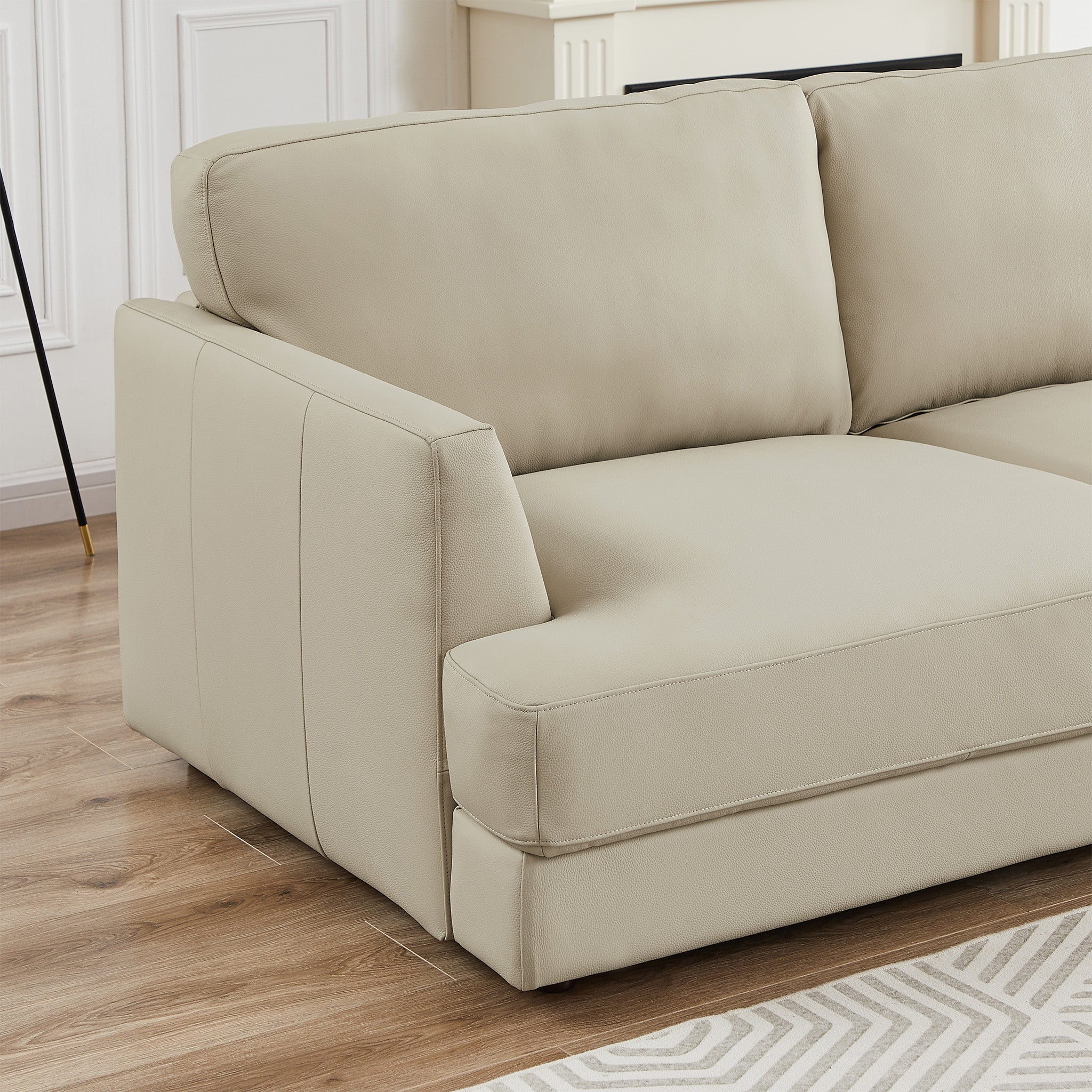 Glendale Cream Leather Sectional Right - MidinMod