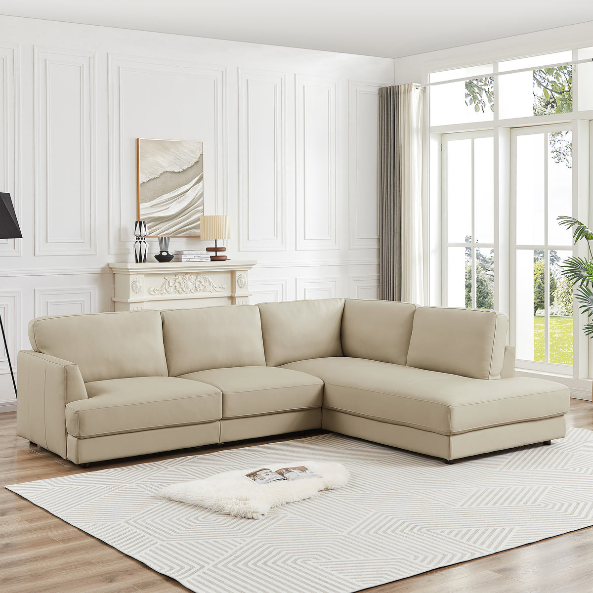 Glendale Sectional Right (Cream Leather)