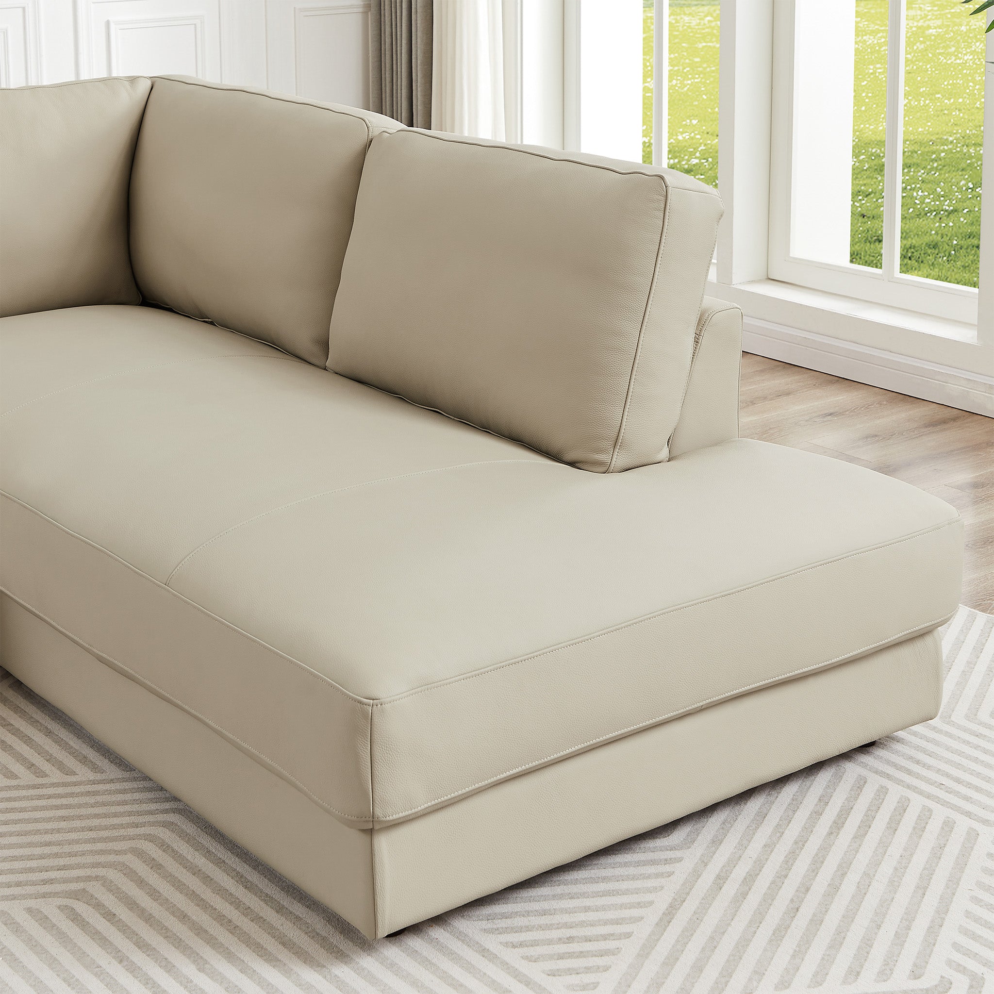 Glendale Cream Leather Sectional Right - MidinMod