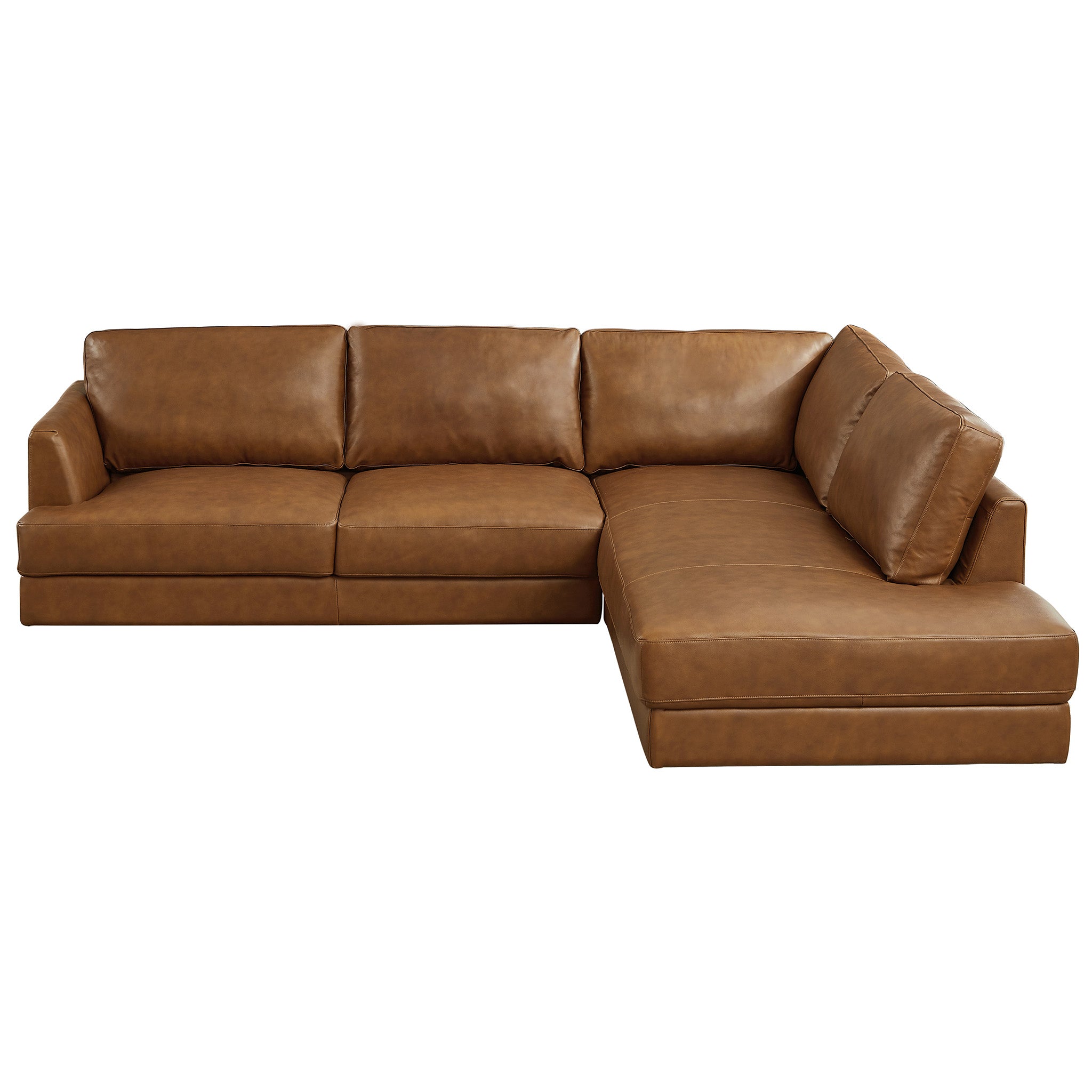 Glendale Cognac Leather Sectional Right - MidinMod