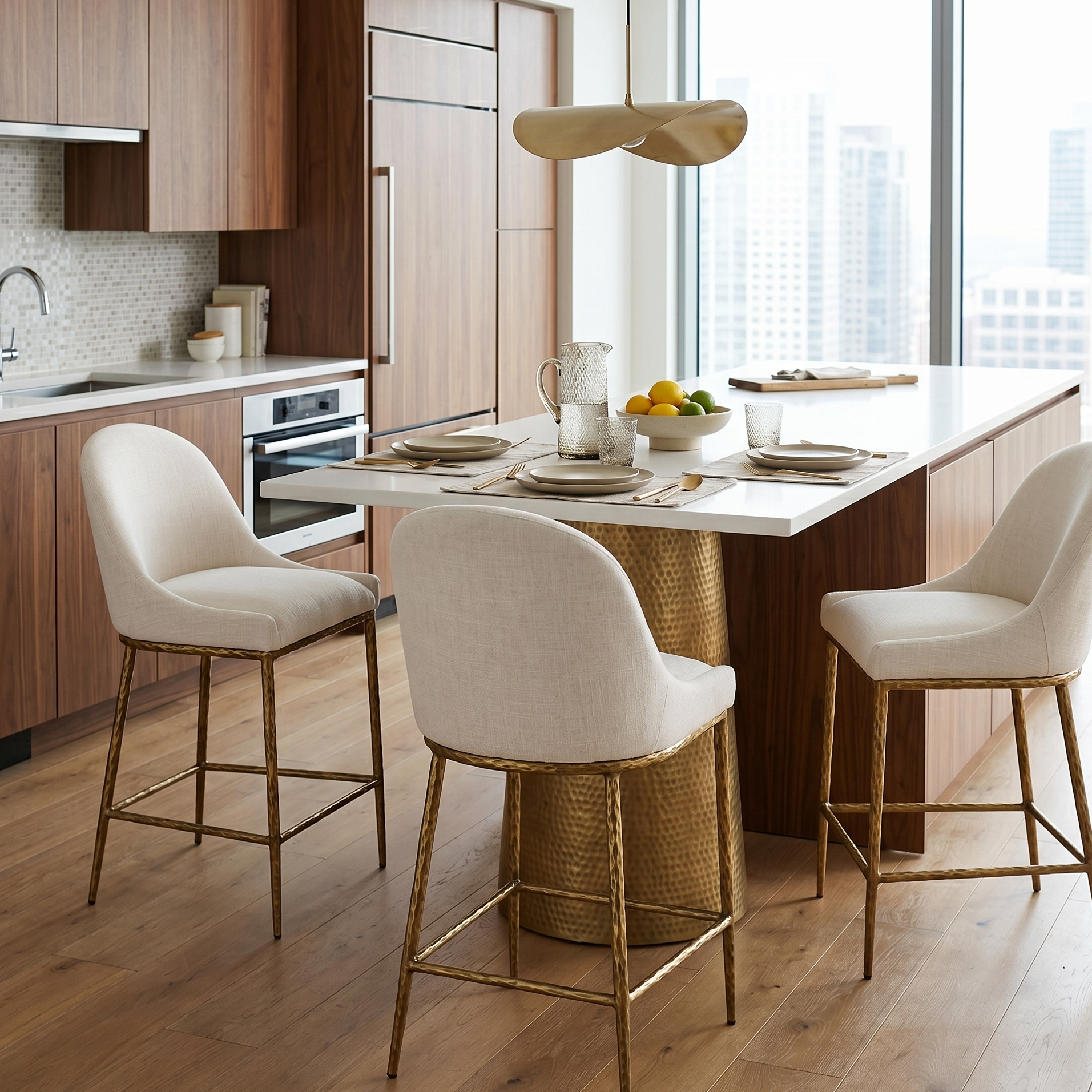 Rilva Matte Gold Counter Height Stool | Contemporary Backless Metal Bar Stool | MidinMod