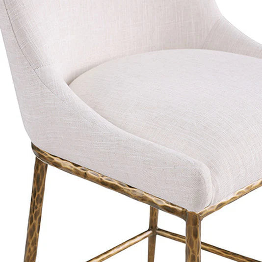 Rilva Matte Gold and White Counter Height Stool | Contemporary Metal Bar Stool | MidinMod
