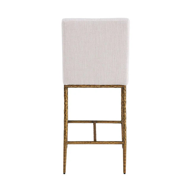 Rilva White and Matte Gold Counter Height Stool | Contemporary Metal Bar Stool | MidinMod