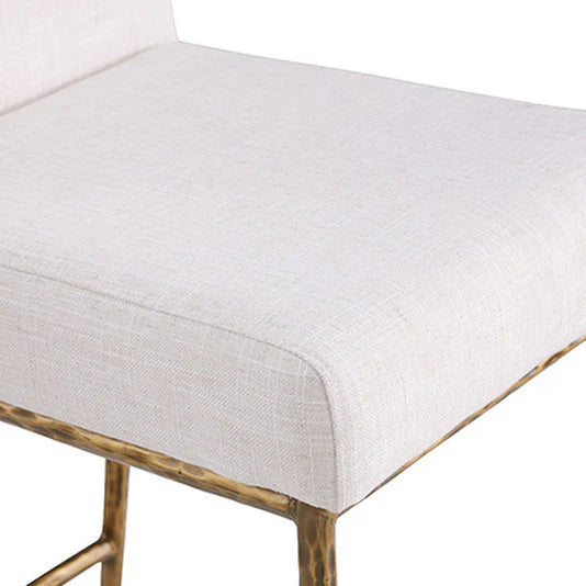 Rilva White and Matte Gold Counter Height Stool | Contemporary Metal Bar Stool | MidinMod