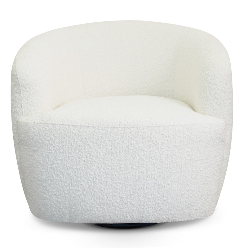 Rivet Swivel Chair (White Boucle)