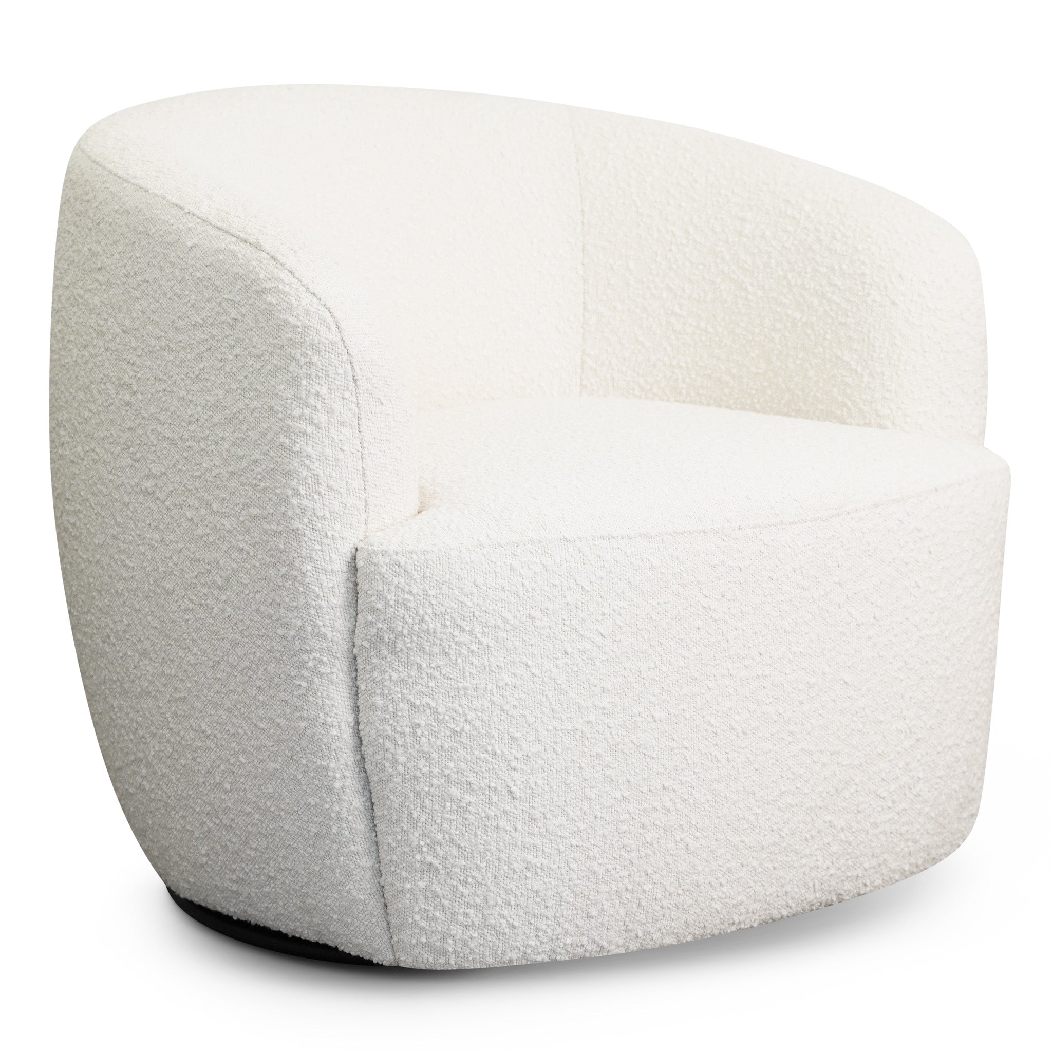 Rivet White Boucle Swivel Chair - MidinMod